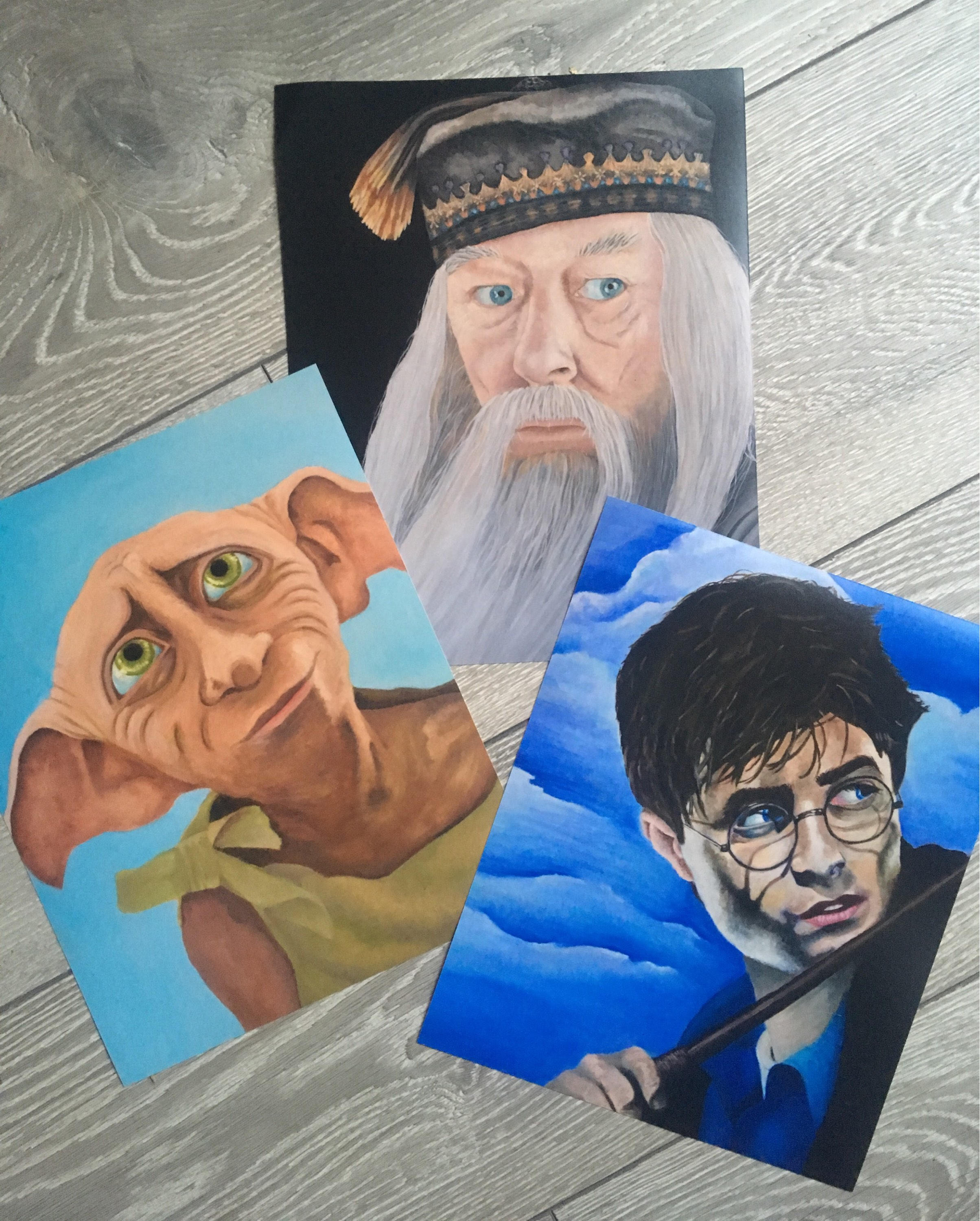 Harry, Dobby, Dumbledore