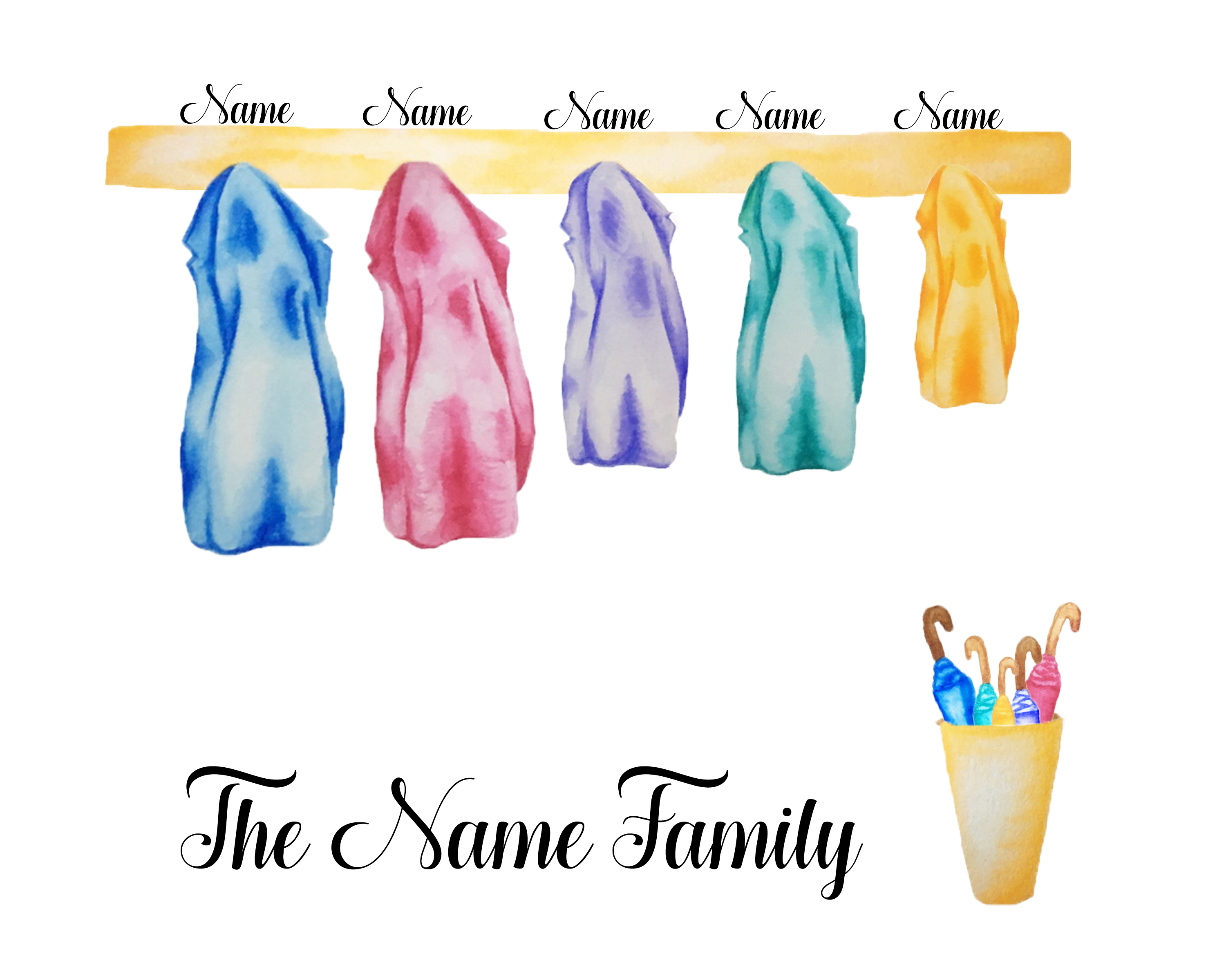 Raincoat family print