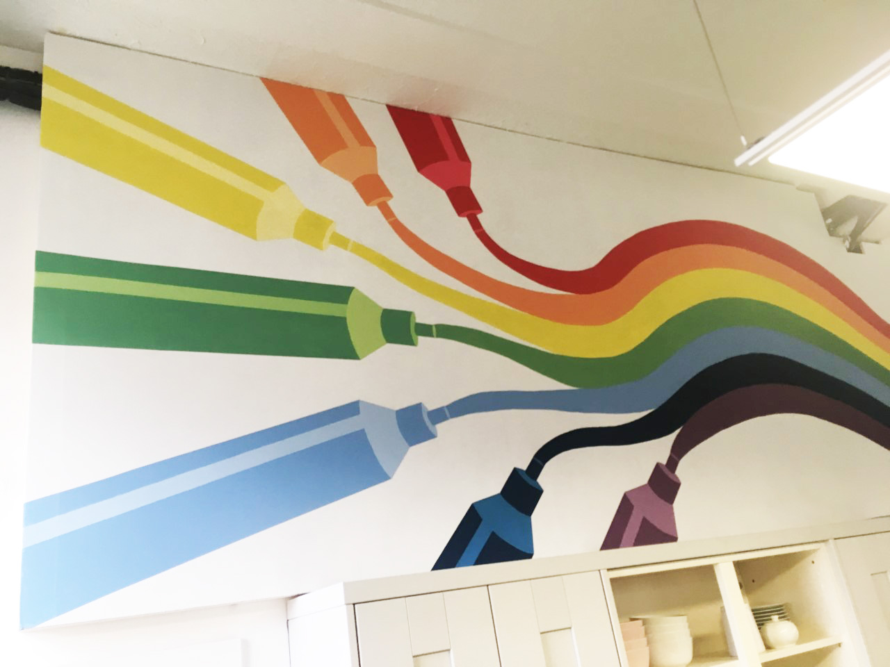 rainbow pens mural